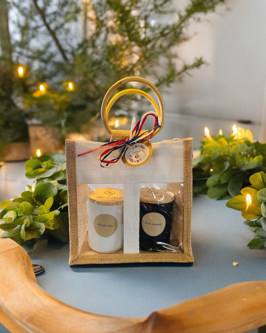 Bougies parfumées Linda Luz dans un pot élégant avec couvercle en bois gravé, ambiance chaleureuse