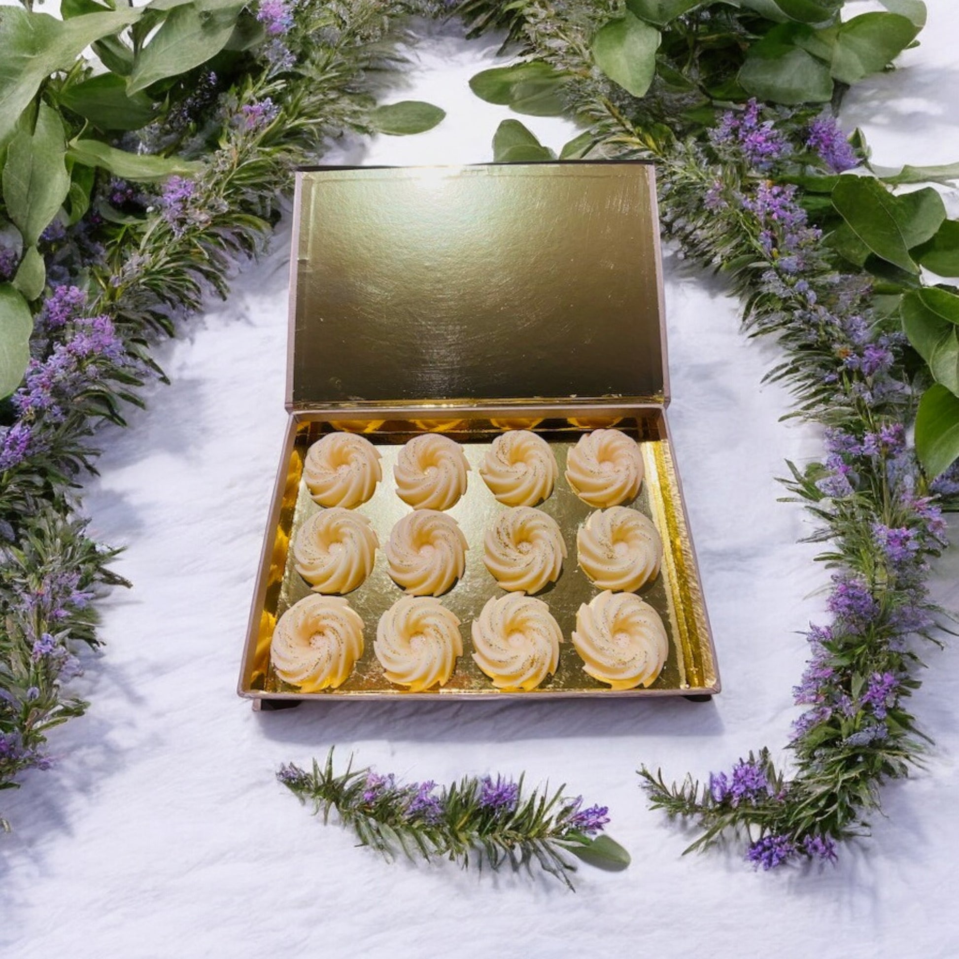 Coffret 12 fondants parfumés artisanaux naturels, senteur Lavandin Eucalyptus Parfum de Grasse