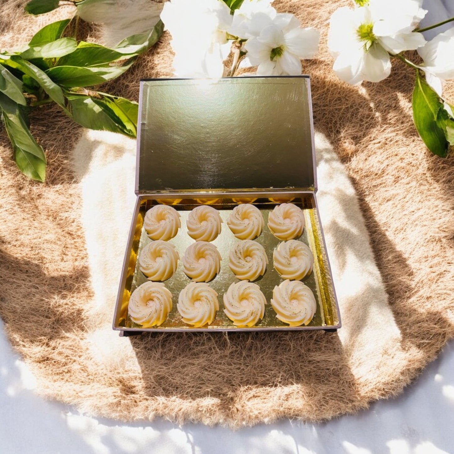 Coffret 12 fondants parfumés artisanaux naturels, senteur Monoï Coco Parfum de Grasse