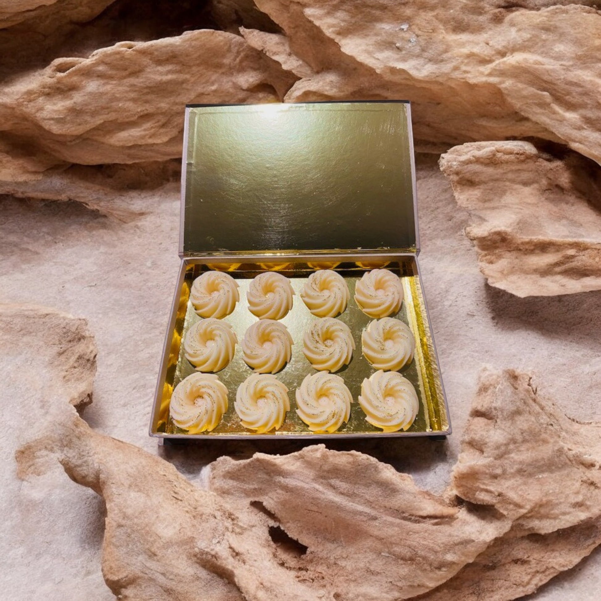 Coffret 12 fondants parfumés artisanaux naturels, senteur Musc Cristallin Parfum de Grasse