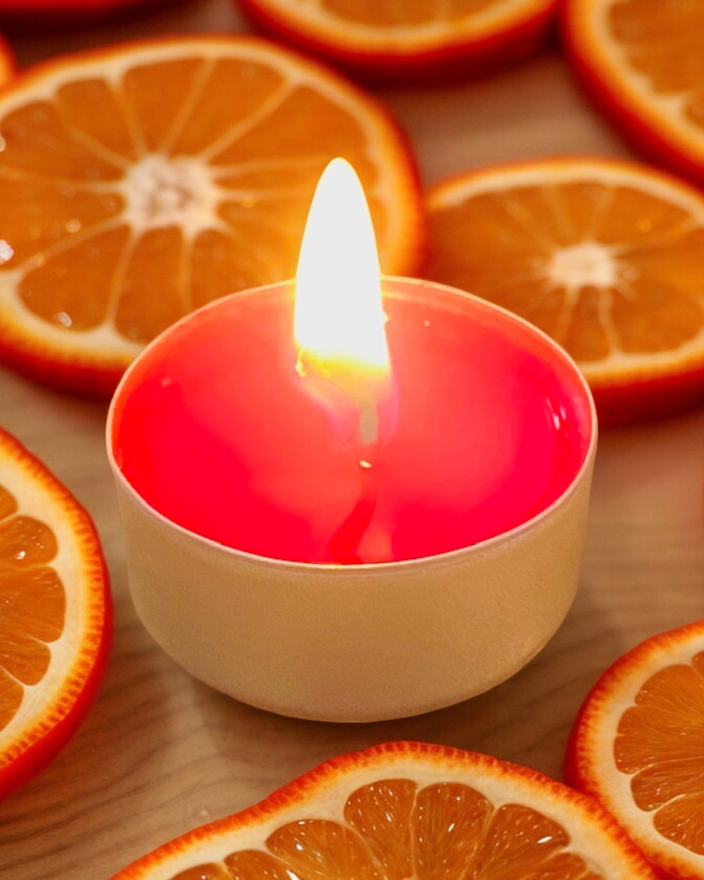 Bougie chauffe plat, contenant en aluminium, senteur Orange Confite